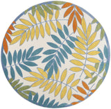 8' X 8' Ivory Round Floral Non Skid Indoor Outdoor Area Rug - Homeroots - Flyclothing LLC