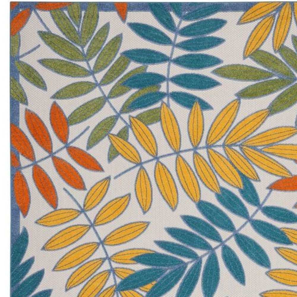 9' X 12' Ivory Floral Non Skid Indoor Outdoor Area Rug - Homeroots - Flyclothing LLC