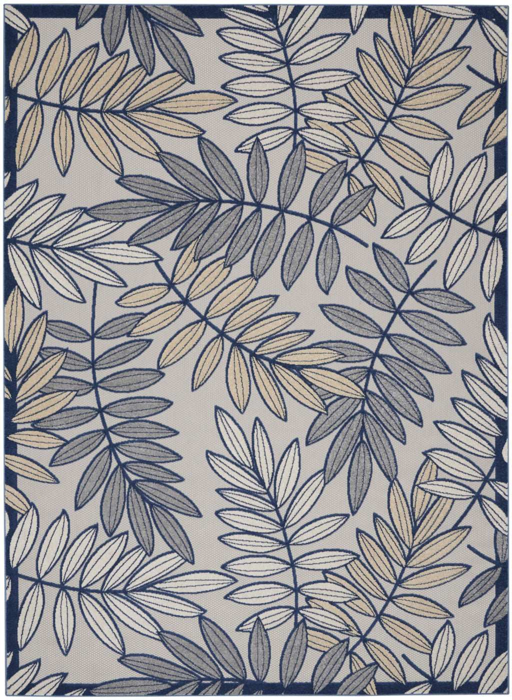 12' X 15' Ivory And Navy Floral Non Skid Indoor Outdoor Area Rug - Homeroots - Flyclothing LLC