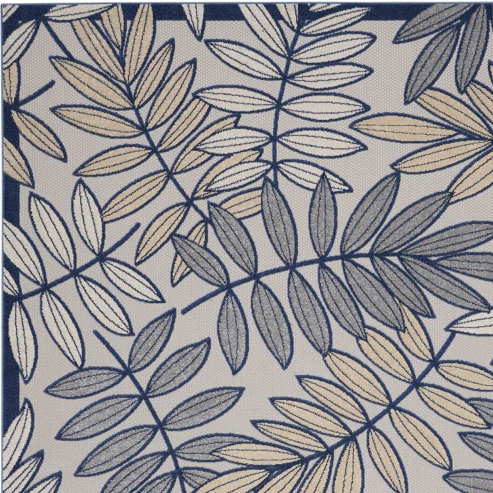 12' X 15' Ivory And Navy Floral Non Skid Indoor Outdoor Area Rug - Homeroots - Flyclothing LLC