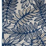 2' X 12' Ivory And Navy Floral Non Skid Indoor Outdoor Runner Rug - Homeroots - Flyclothing LLC