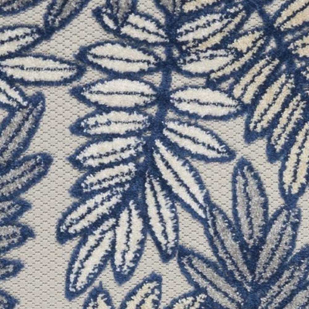 2' X 8' Ivory And Navy Floral Non Skid Indoor Outdoor Runner Rug - Homeroots - Flyclothing LLC