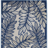 2' X 8' Ivory And Navy Floral Non Skid Indoor Outdoor Runner Rug - Homeroots - Flyclothing LLC