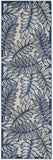 2' X 8' Ivory And Navy Floral Non Skid Indoor Outdoor Runner Rug - Homeroots - Flyclothing LLC