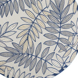 8' X 8' Ivory And Navy Round Floral Non Skid Indoor Outdoor Area Rug - Homeroots - Flyclothing LLC