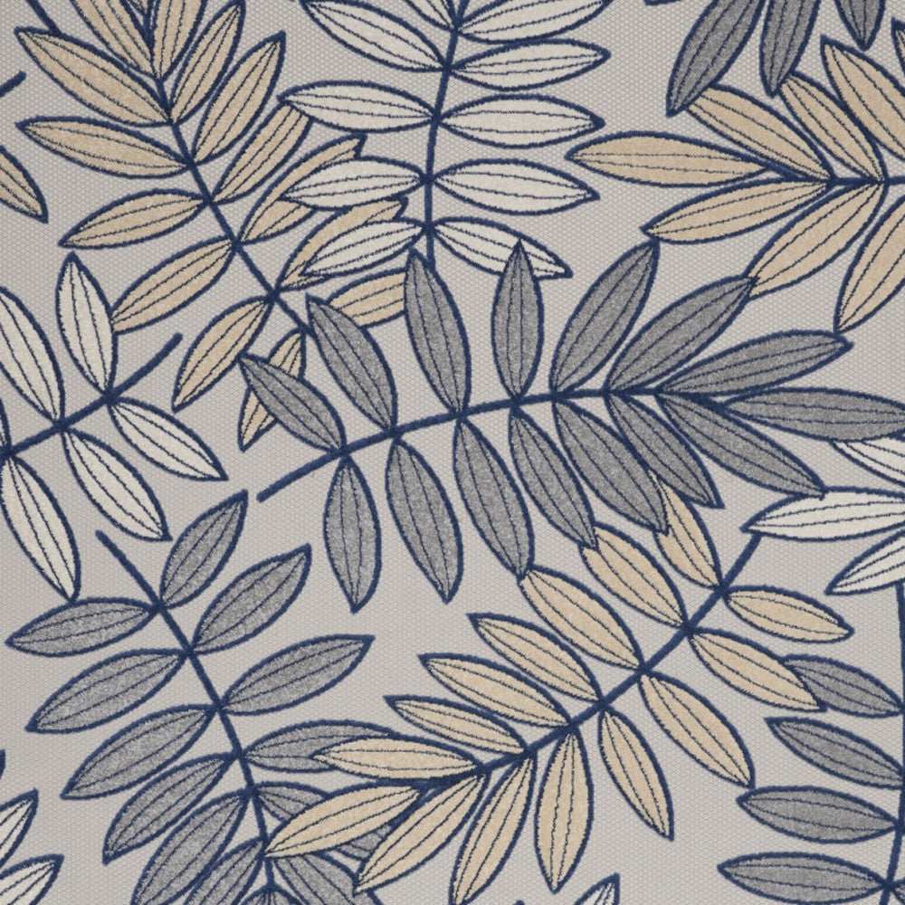 9' X 12' Ivory And Navy Floral Non Skid Indoor Outdoor Area Rug - Homeroots - Flyclothing LLC