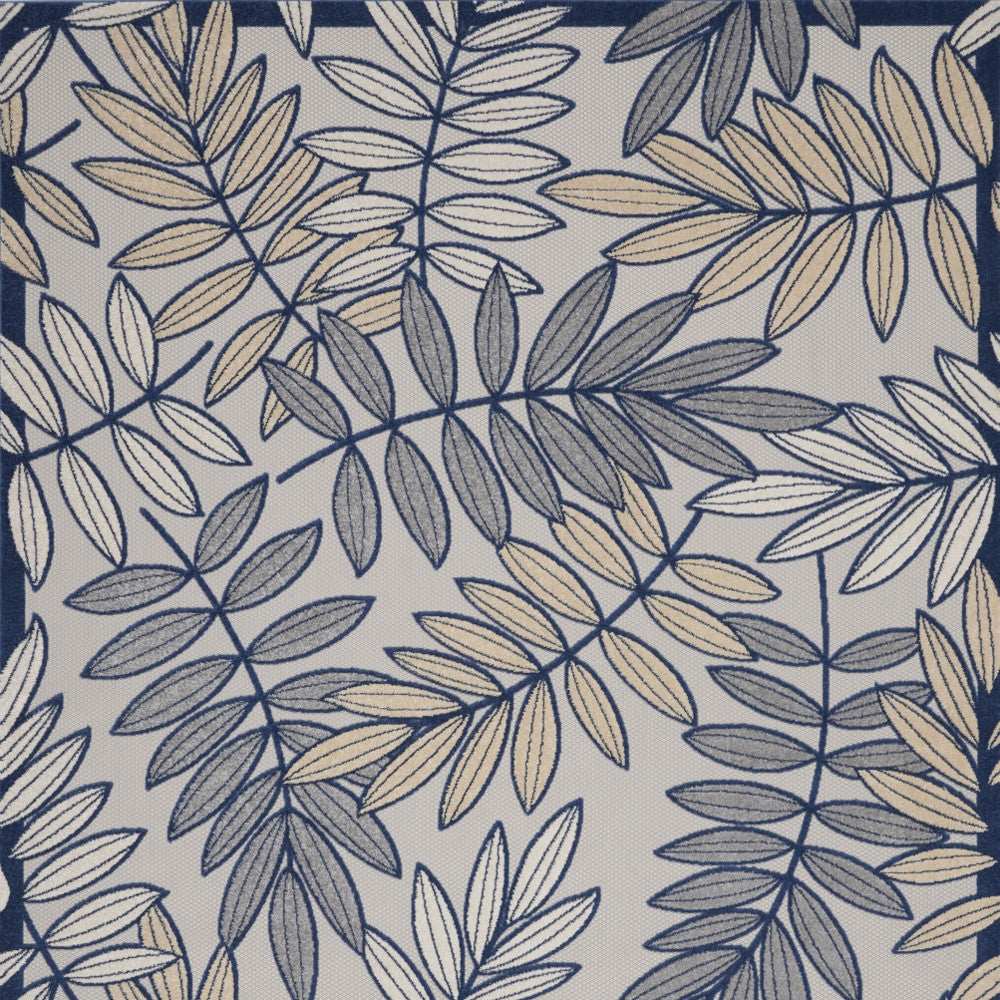 9' X 12' Ivory And Navy Floral Non Skid Indoor Outdoor Area Rug - Homeroots - Flyclothing LLC