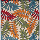 9' X 12' Beige Green And Orange Floral Non Skid Indoor Outdoor Area Rug - Homeroots - Flyclothing LLC