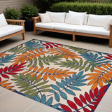 9' X 12' Beige Green And Orange Floral Non Skid Indoor Outdoor Area Rug - Homeroots - Flyclothing LLC