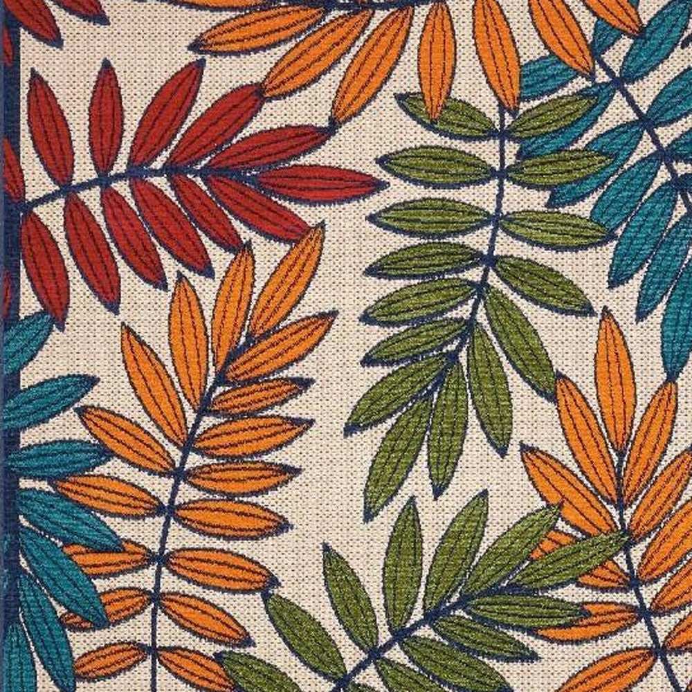 10' X 13' Beige Green And Orange Floral Non Skid Indoor Outdoor Area Rug - Homeroots - Flyclothing LLC