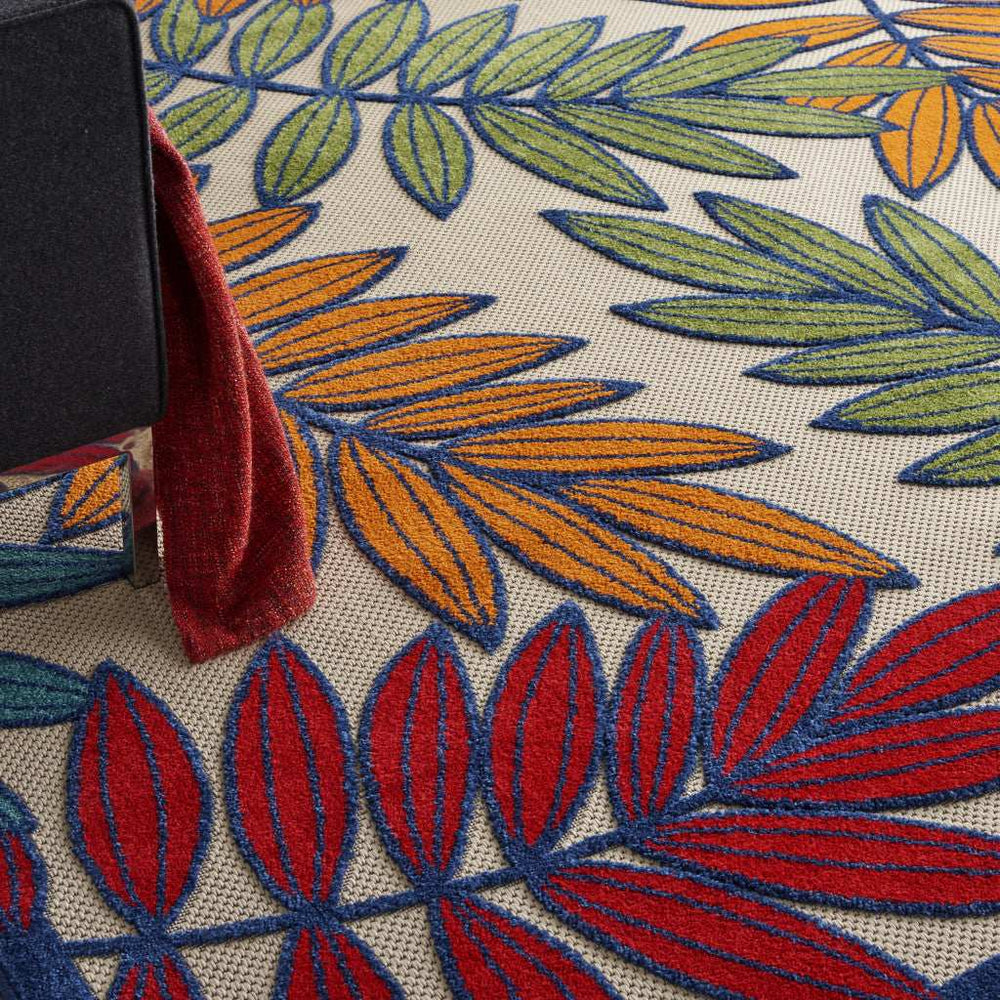 10' X 13' Beige Green And Orange Floral Non Skid Indoor Outdoor Area Rug - Homeroots - Flyclothing LLC