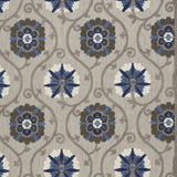 10' X 13' Grey And Blue Floral Non Skid Indoor Outdoor Area Rug - Homeroots - Flyclothing LLC