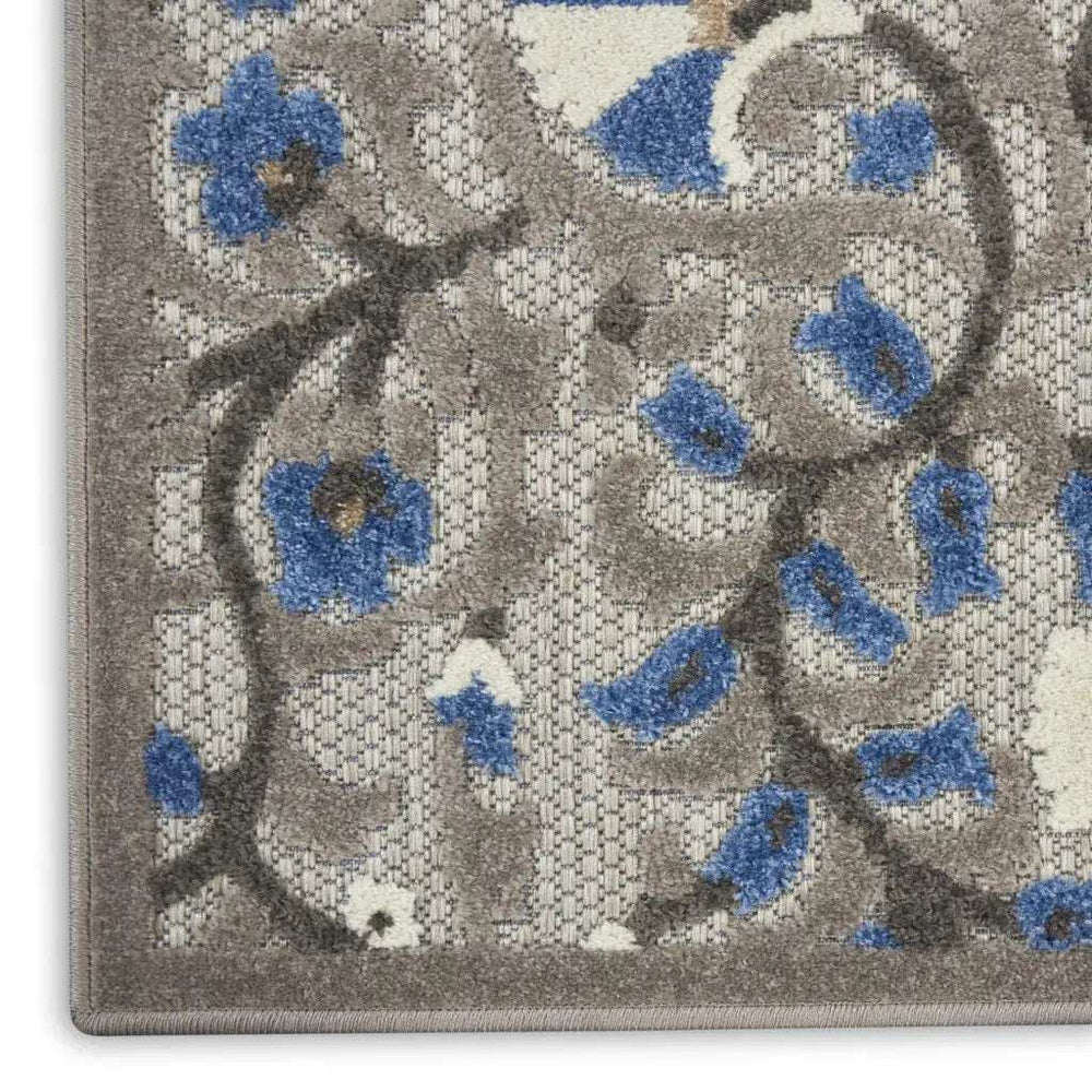 10' X 13' Grey Floral Non Skid Indoor Outdoor Area Rug - Homeroots - Flyclothing LLC
