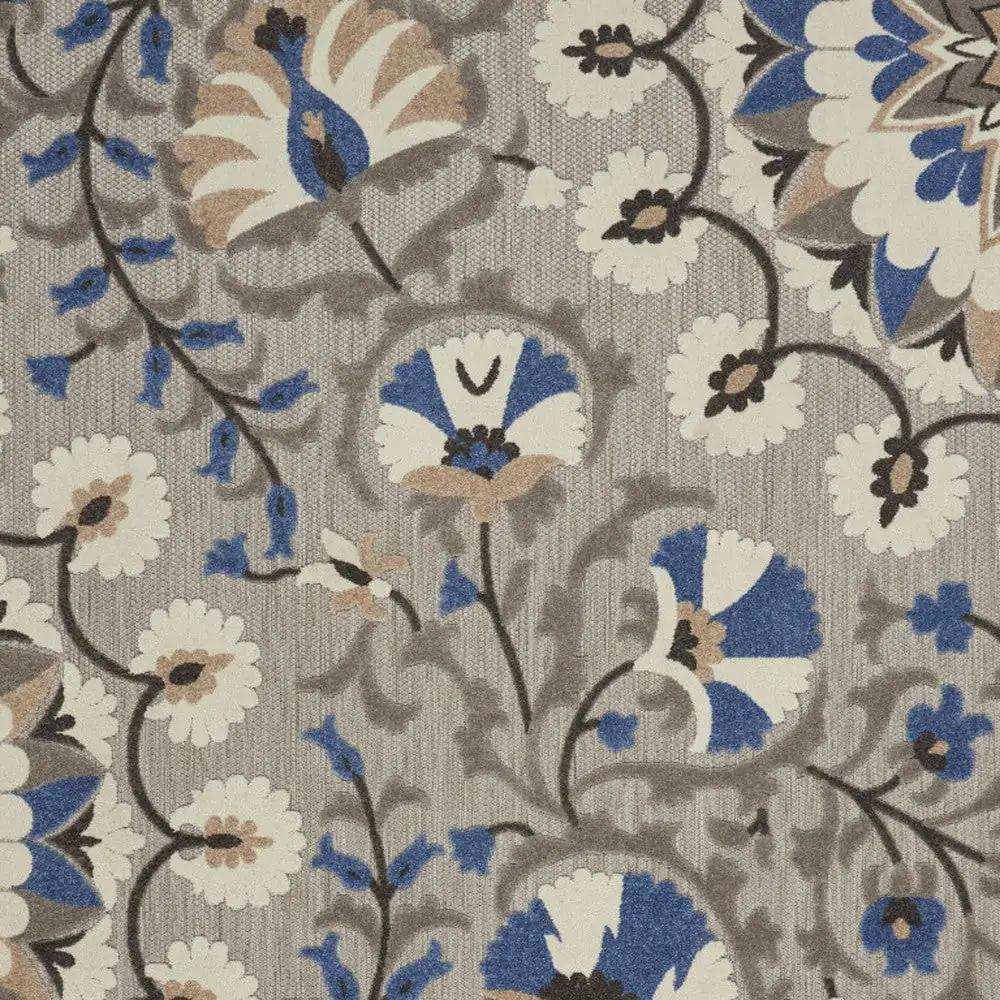 10' X 13' Grey Floral Non Skid Indoor Outdoor Area Rug - Homeroots - Flyclothing LLC