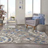 10' X 13' Grey Floral Non Skid Indoor Outdoor Area Rug - Homeroots - Flyclothing LLC