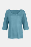 V-Neck Three-Quarter Sleeve Knit Top - Trendsi - Flyclothing LLC