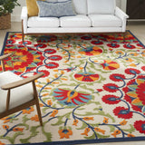 9' X 12' Red Toile Non Skid Indoor Outdoor Area Rug - Homeroots - Flyclothing LLC