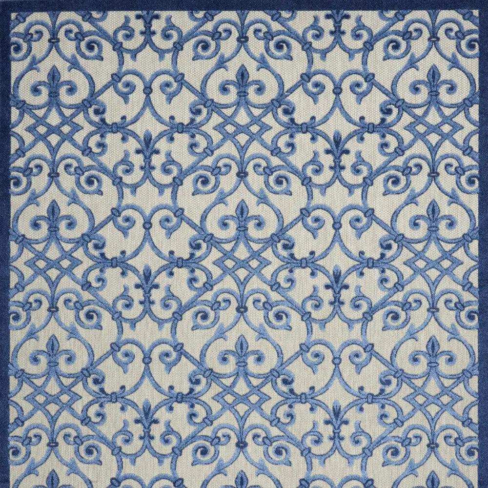 10' X 13' Grey And Blue Damask Non Skid Indoor Outdoor Area Rug - Homeroots - Flyclothing LLC