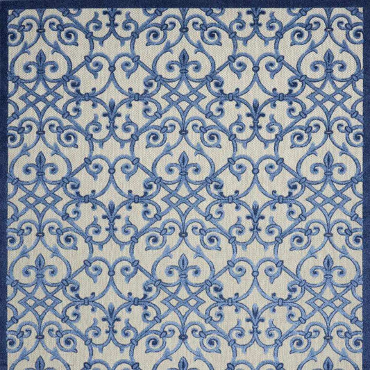 10' X 13' Grey And Blue Damask Non Skid Indoor Outdoor Area Rug - Homeroots - Flyclothing LLC