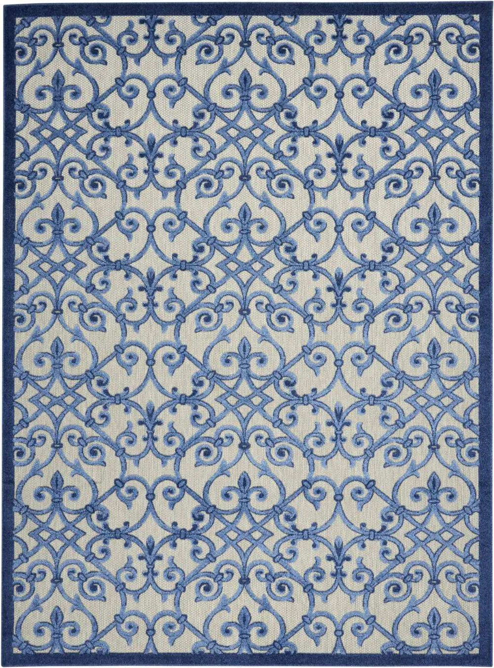 10' X 13' Grey And Blue Damask Non Skid Indoor Outdoor Area Rug - Homeroots - Flyclothing LLC
