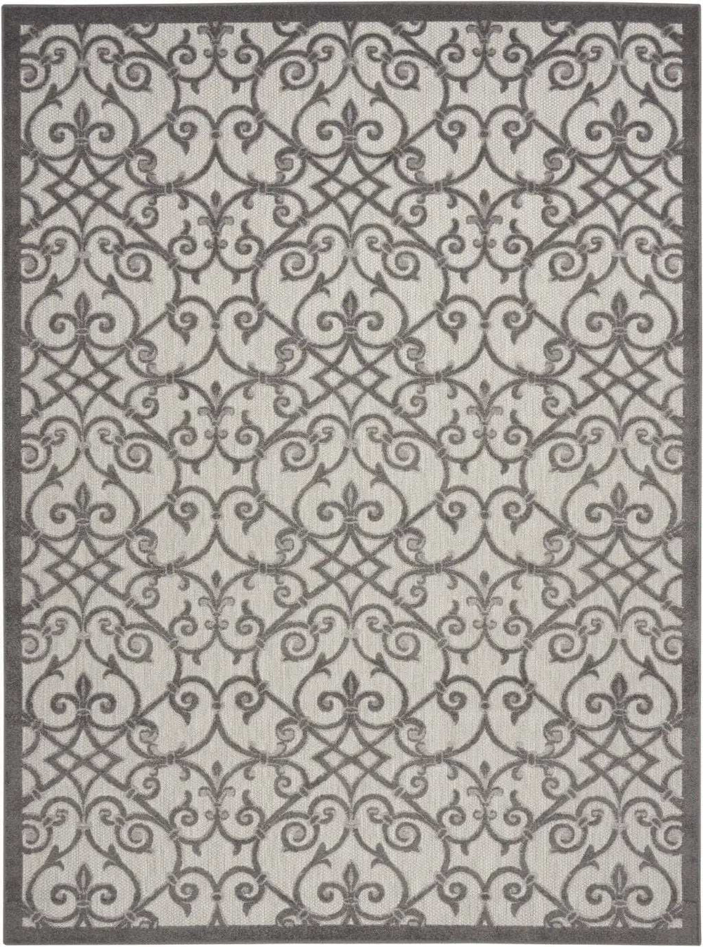10' X 13' Grey And Charcoal Damask Non Skid Indoor Outdoor Area Rug - Homeroots - Flyclothing LLC