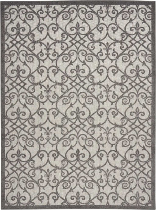 10' X 13' Grey And Charcoal Damask Non Skid Indoor Outdoor Area Rug - Homeroots - Flyclothing LLC