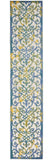 2' X 12' Ivory And Blue Damask Non Skid Indoor Outdoor Runner Rug - Homeroots - Flyclothing LLC