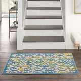 3' X 4' Ivory And Blue Damask Non Skid Indoor Outdoor Area Rug - Homeroots - Flyclothing LLC