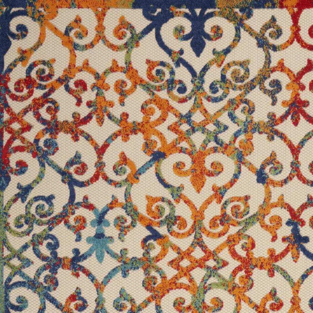 10' X 13' Ivory Blue And Green Damask Non Skid Indoor Outdoor Area Rug - Homeroots - Flyclothing LLC