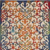 10' X 13' Ivory Blue And Green Damask Non Skid Indoor Outdoor Area Rug - Homeroots - Flyclothing LLC