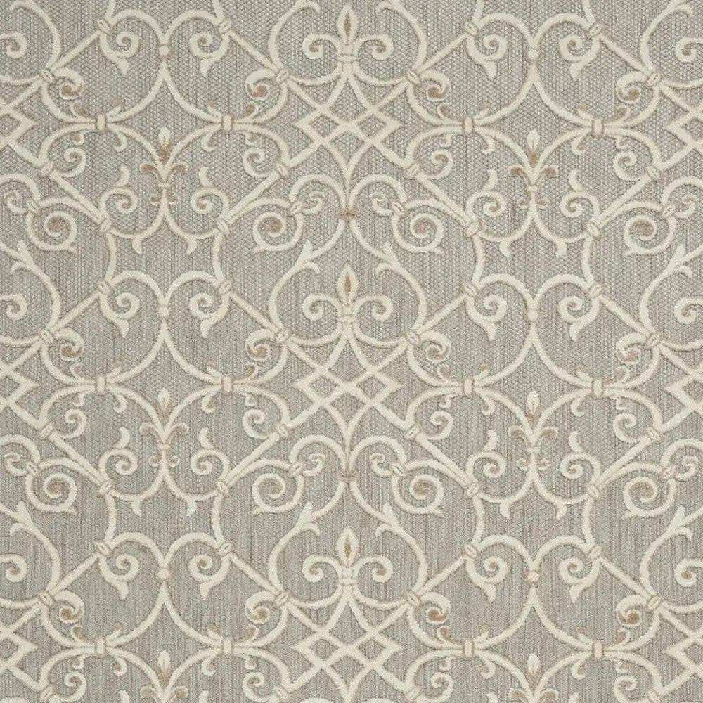 10' X 13' Natural Damask Non Skid Indoor Outdoor Area Rug - Homeroots - Flyclothing LLC
