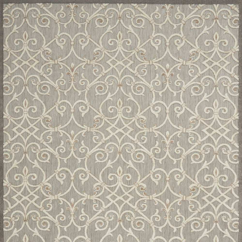 10' X 13' Natural Damask Non Skid Indoor Outdoor Area Rug - Homeroots - Flyclothing LLC