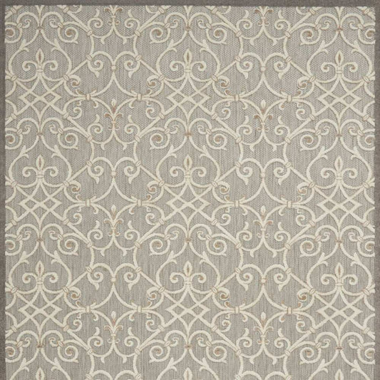 10' X 13' Natural Damask Non Skid Indoor Outdoor Area Rug - Homeroots - Flyclothing LLC