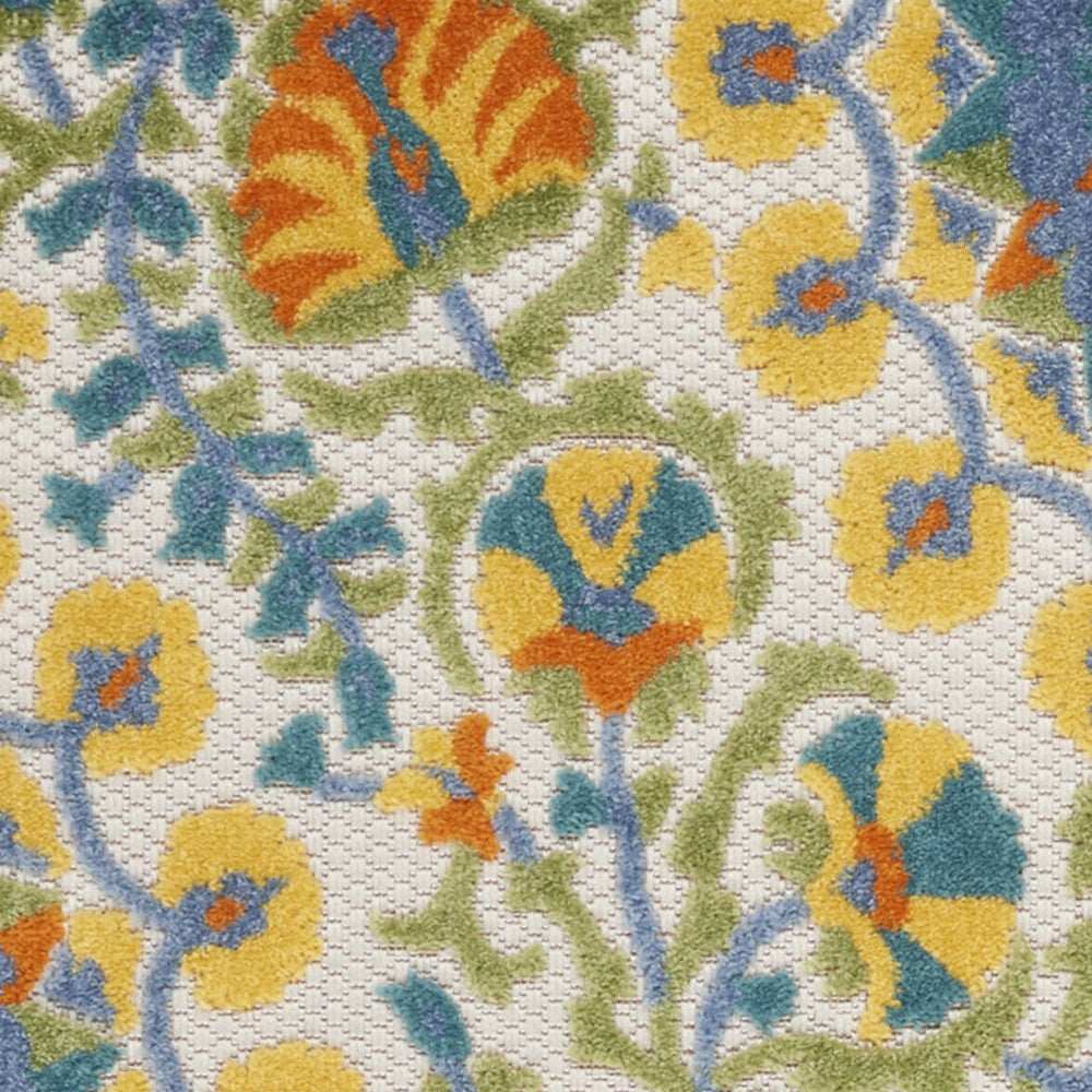 2' X 6' Blue Yellow And White Toile Non Skid Indoor Outdoor Runner Rug - Homeroots - Flyclothing LLC