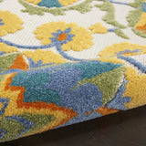 2' X 10' Yellow And Teal Toile Non Skid Indoor Outdoor Runner Rug - Homeroots - Flyclothing LLC