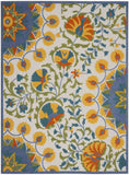 9' X 12' Blue Yellow And White Toile Non Skid Indoor Outdoor Area Rug - Homeroots - Flyclothing LLC