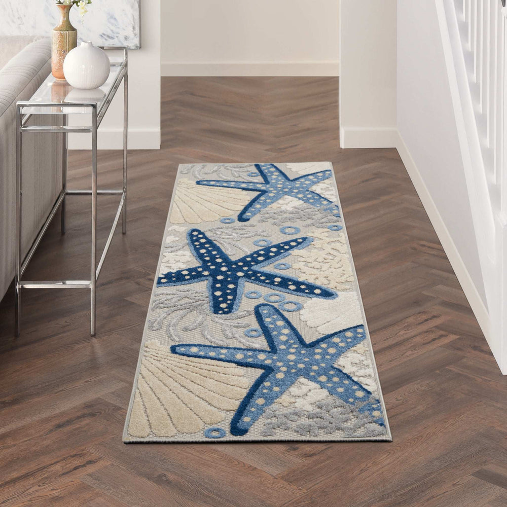 2' X 6' Blue And Grey Runner Animal Print Non Skid Area Rug - Homeroots - Flyclothing LLC