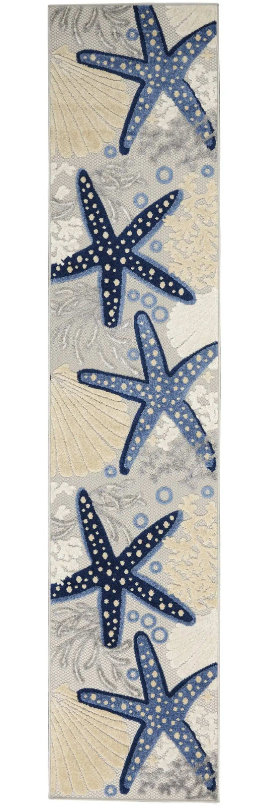 2' X 10' Blue And Grey Animal Print Non Skid Runner Rug - Homeroots - Flyclothing LLC