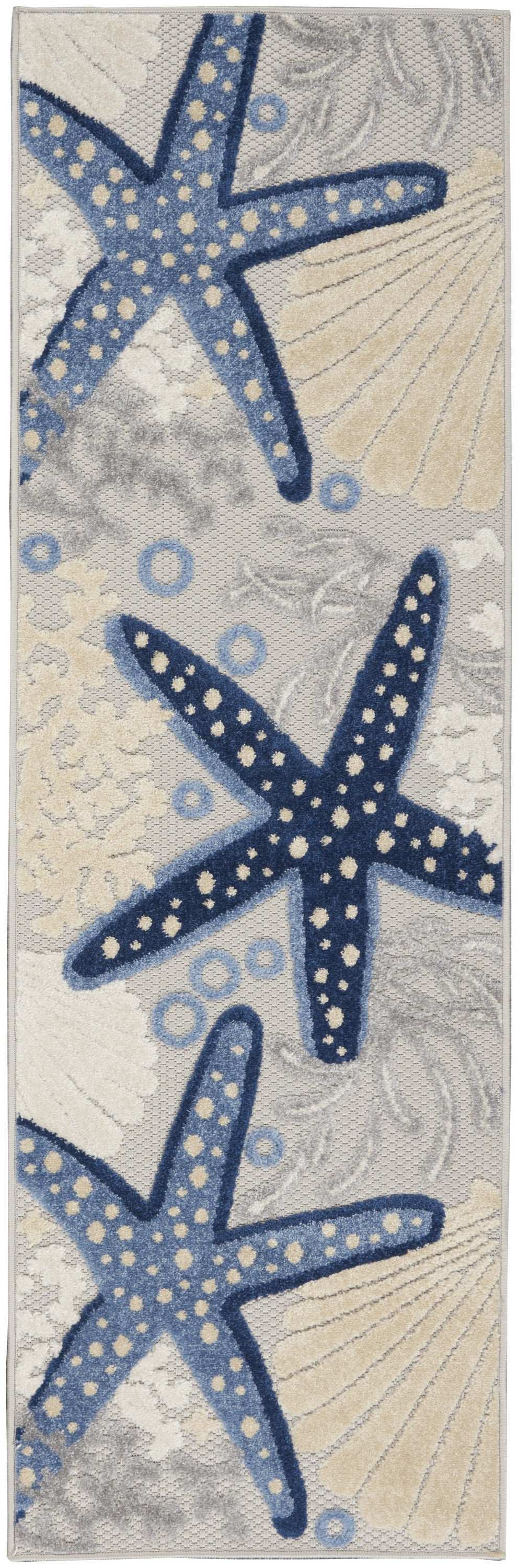 2' X 8' Blue And Grey Animal Print Non Skid Runner Rug - Homeroots - Flyclothing LLC