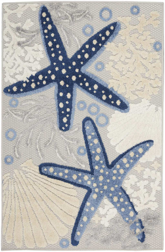 3' X 4' Blue And Grey Animal Print Non Skid Indoor Outdoor Area Rug - Homeroots - Flyclothing LLC