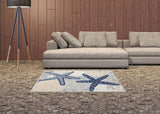 3' X 4' Blue And Grey Animal Print Non Skid Indoor Outdoor Area Rug - Homeroots - Flyclothing LLC