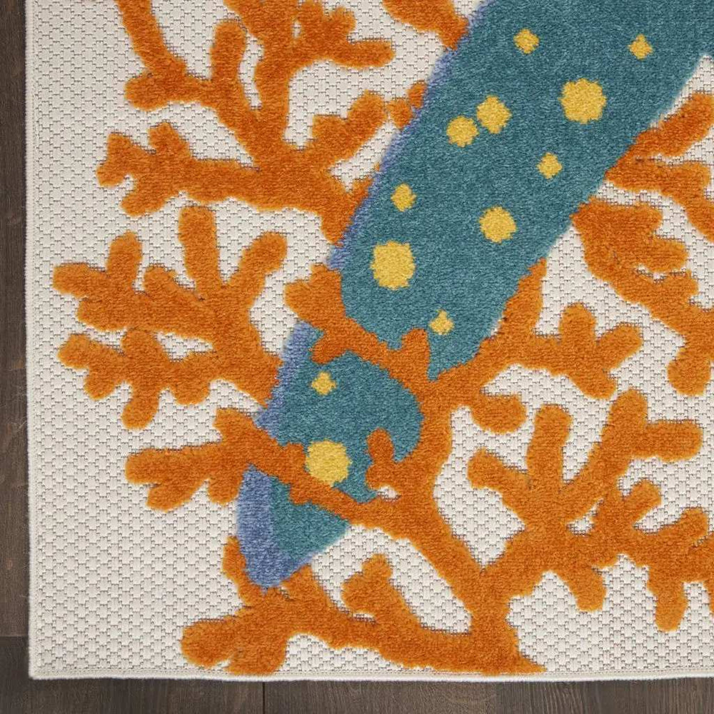 12' X 15' Orange Blue And Yellow Animal Print Non Skid Indoor Outdoor Area Rug - Homeroots - Flyclothing LLC