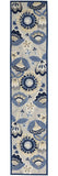 2' X 10' Blue And Grey Floral Non Skid Indoor Outdoor Runner Rug - Homeroots - Flyclothing LLC