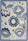 3' X 4' Blue And Grey Floral Non Skid Indoor Outdoor Area Rug - Homeroots - Flyclothing LLC