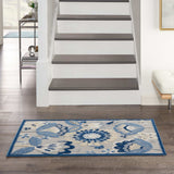 3' X 4' Blue And Grey Floral Non Skid Indoor Outdoor Area Rug - Homeroots - Flyclothing LLC
