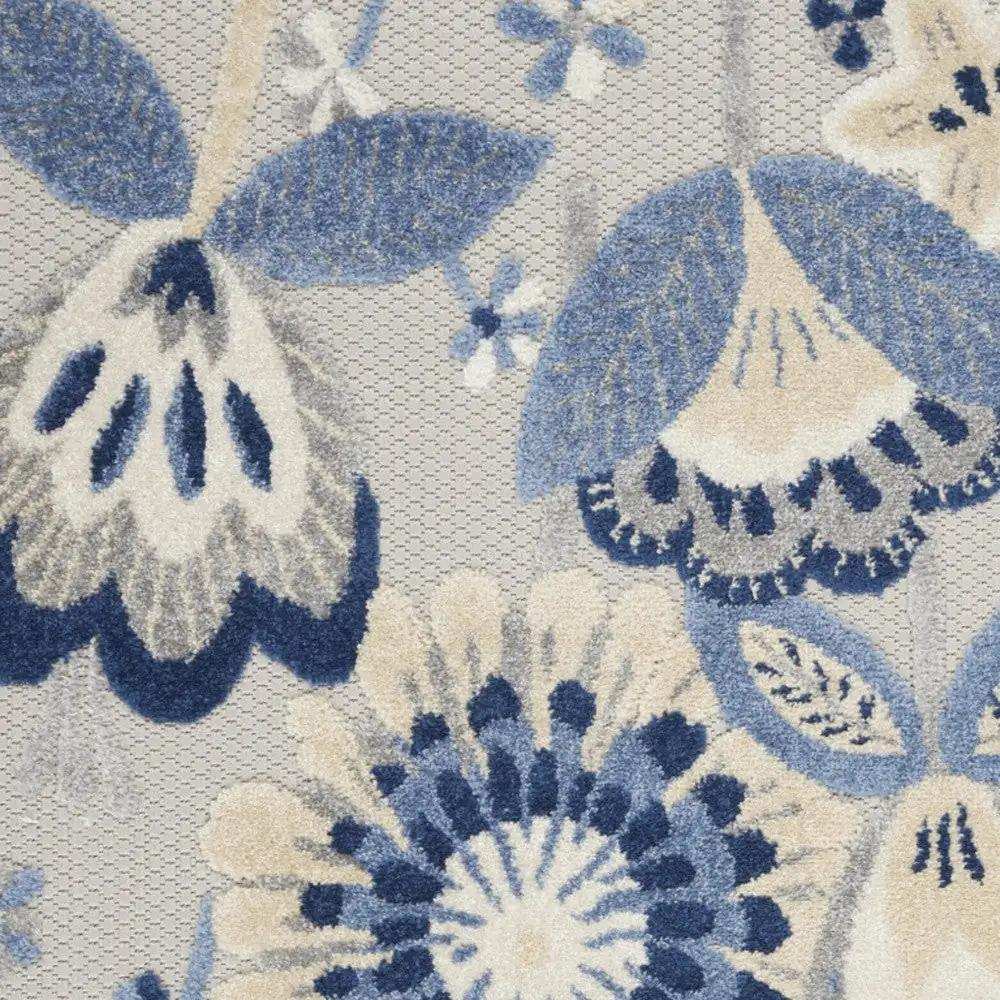 3' X 4' Blue And Grey Floral Non Skid Indoor Outdoor Area Rug - Homeroots - Flyclothing LLC