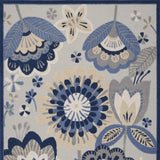 10' X 13' Blue And Grey Floral Non Skid Indoor Outdoor Area Rug - Homeroots - Flyclothing LLC