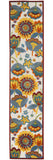 2' X 10' White Yellow And Blue Floral Non Skid Indoor Outdoor Runner Rug - Homeroots - Flyclothing LLC