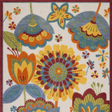 10' X 13' White Yellow And Blue Floral Non Skid Indoor Outdoor Area Rug - Homeroots - Flyclothing LLC