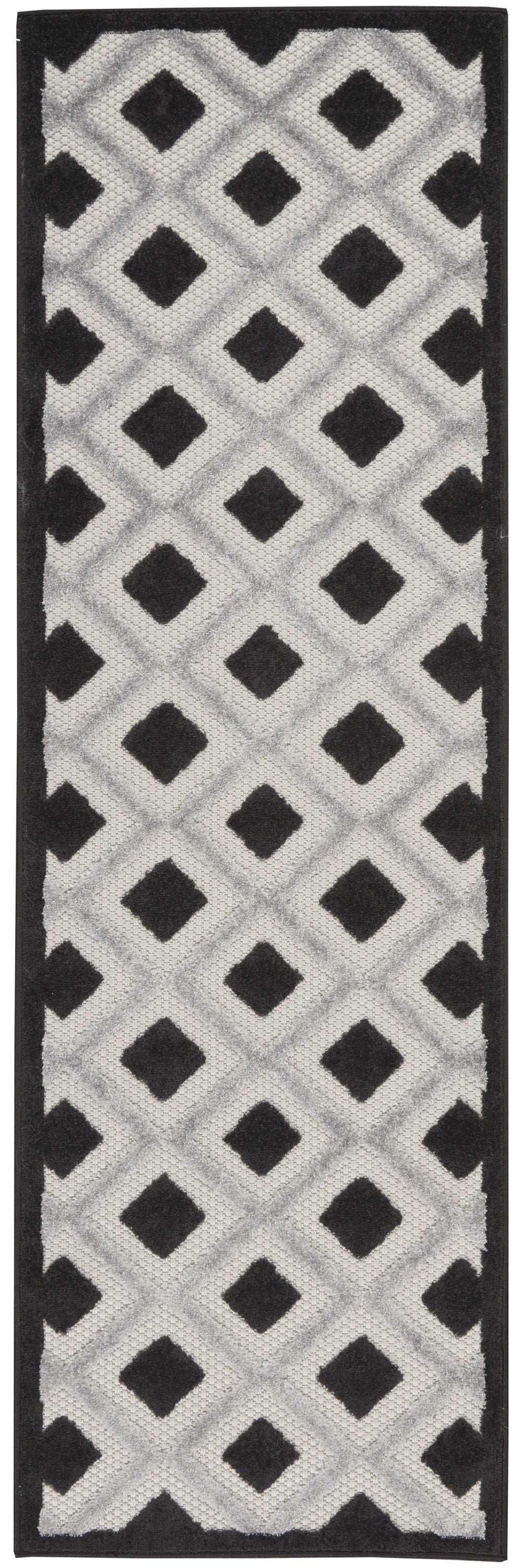 2' X 8' Black And White Gingham Non Skid Indoor Outdoor Runner Rug - Homeroots - Flyclothing LLC